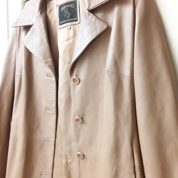 Vere Pelle Italy Tan Trench Coat M Vegan Leather - Picture 4 of 10